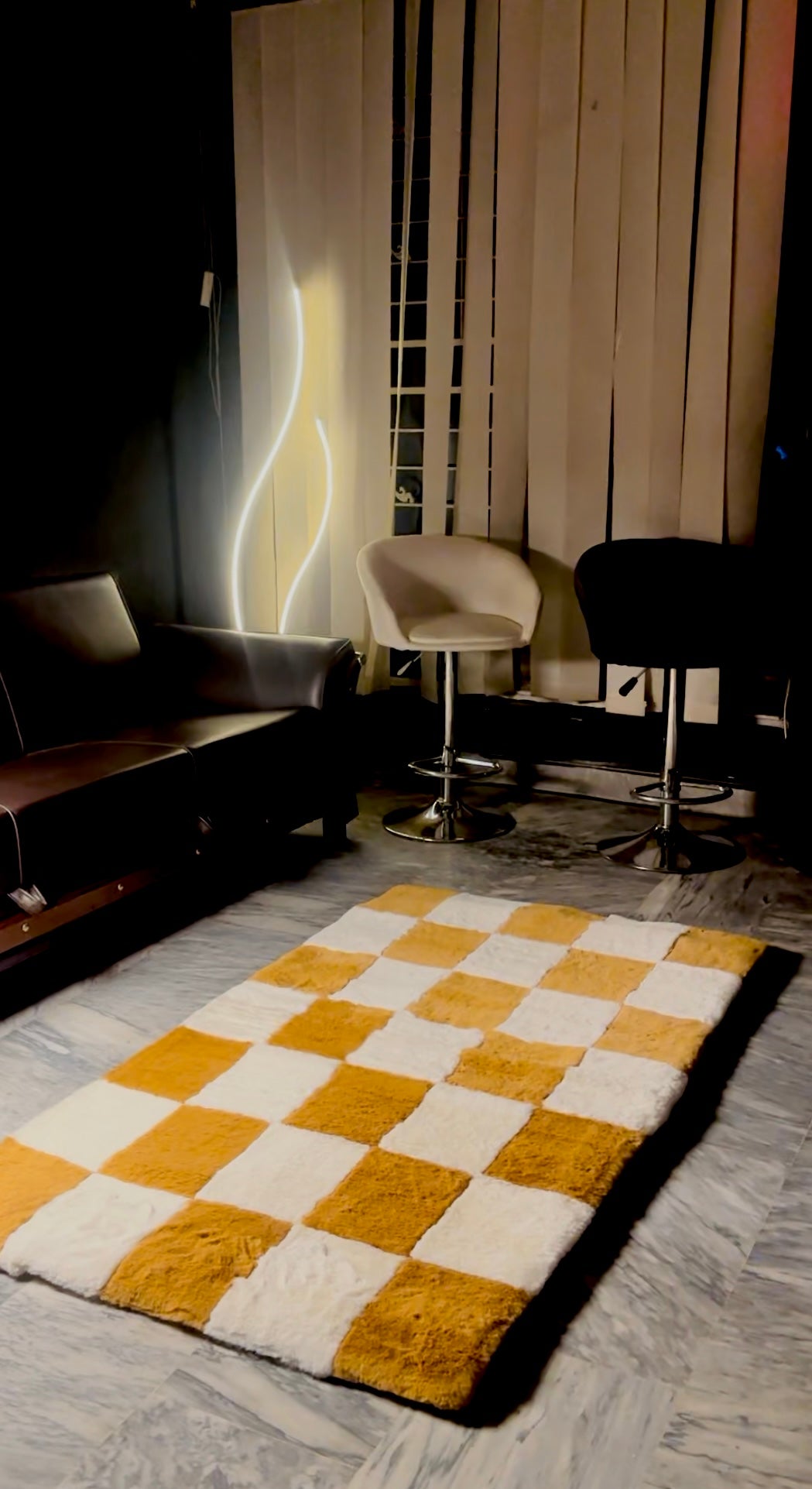 Premium Fuzzy Rug ( Black and White / Bronze and White)