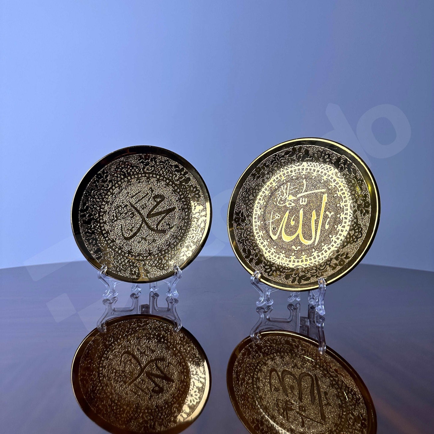 Allah and Muhammad Islamic Golden Ceramic Plates Set