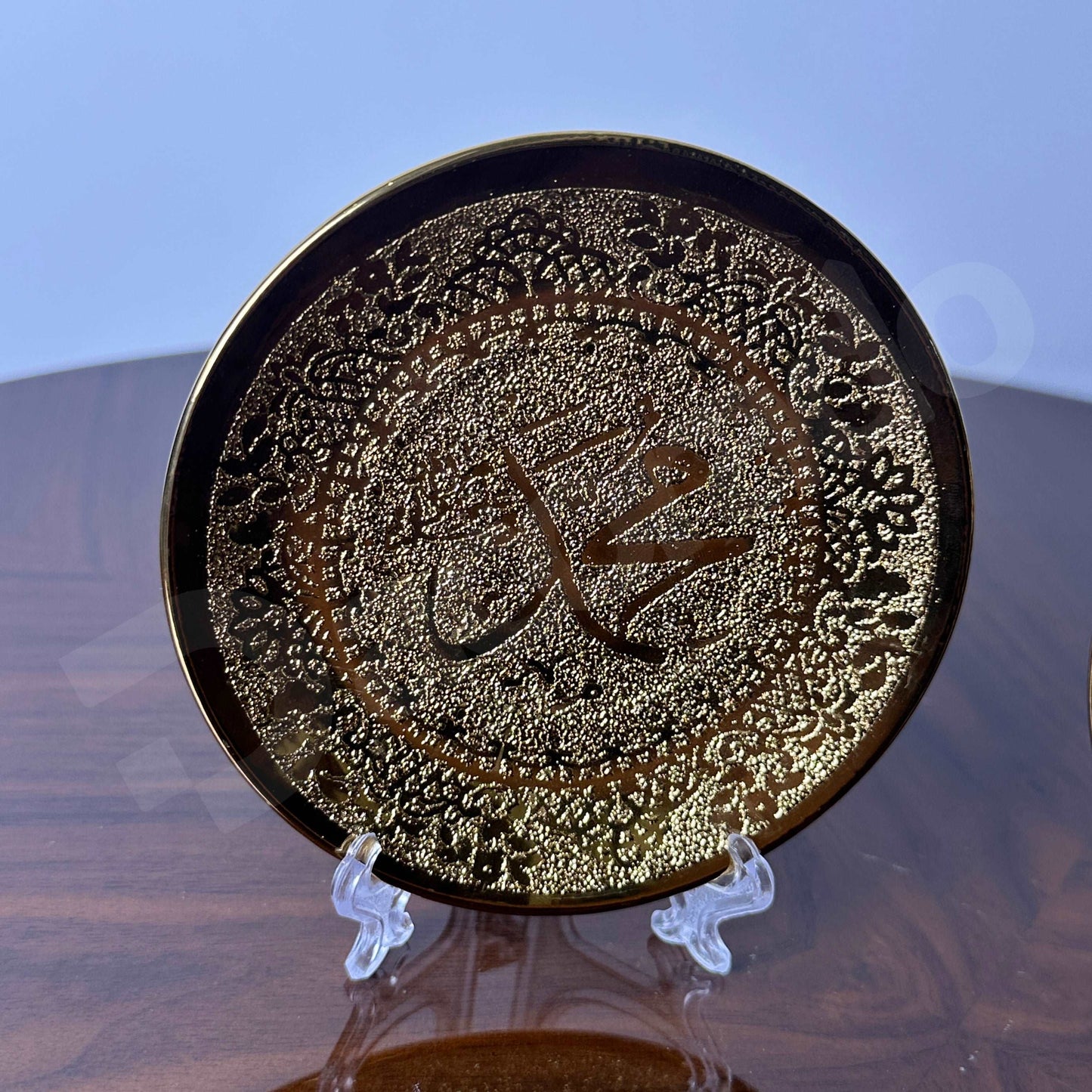 Allah and Muhammad Islamic Golden Ceramic Plates Set