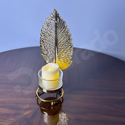 Golden Leaf Candle Holder