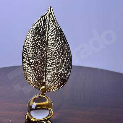 Golden Leaf with Crystal Glass Ball