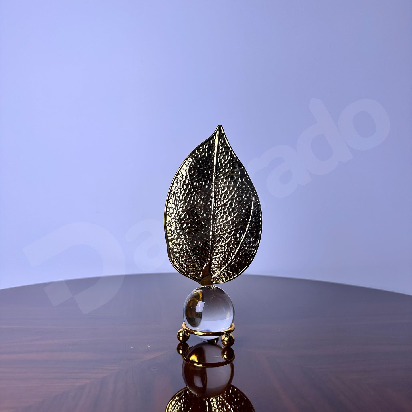 Golden Leaf with Crystal Glass Ball