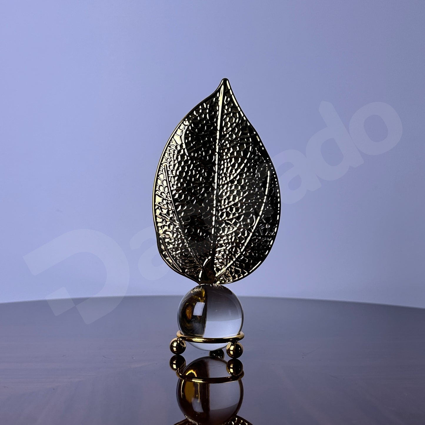 Golden Leaf with Crystal Glass Ball