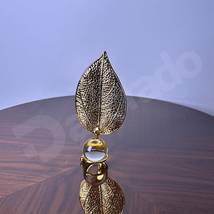 Golden Leaf with Crystal Glass Ball