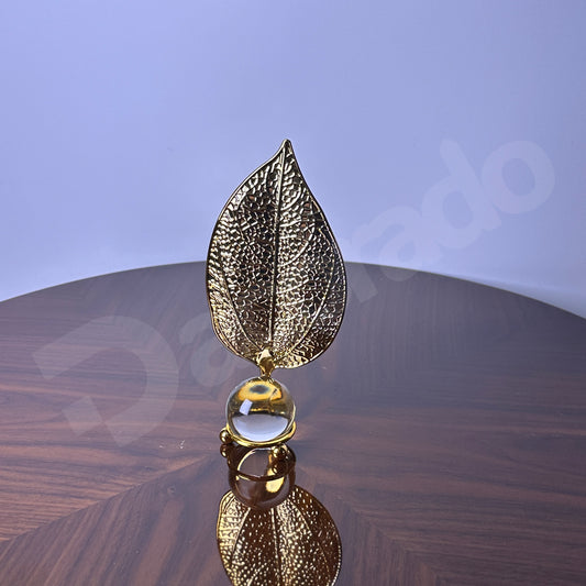 Golden Leaf with Crystal Glass Ball