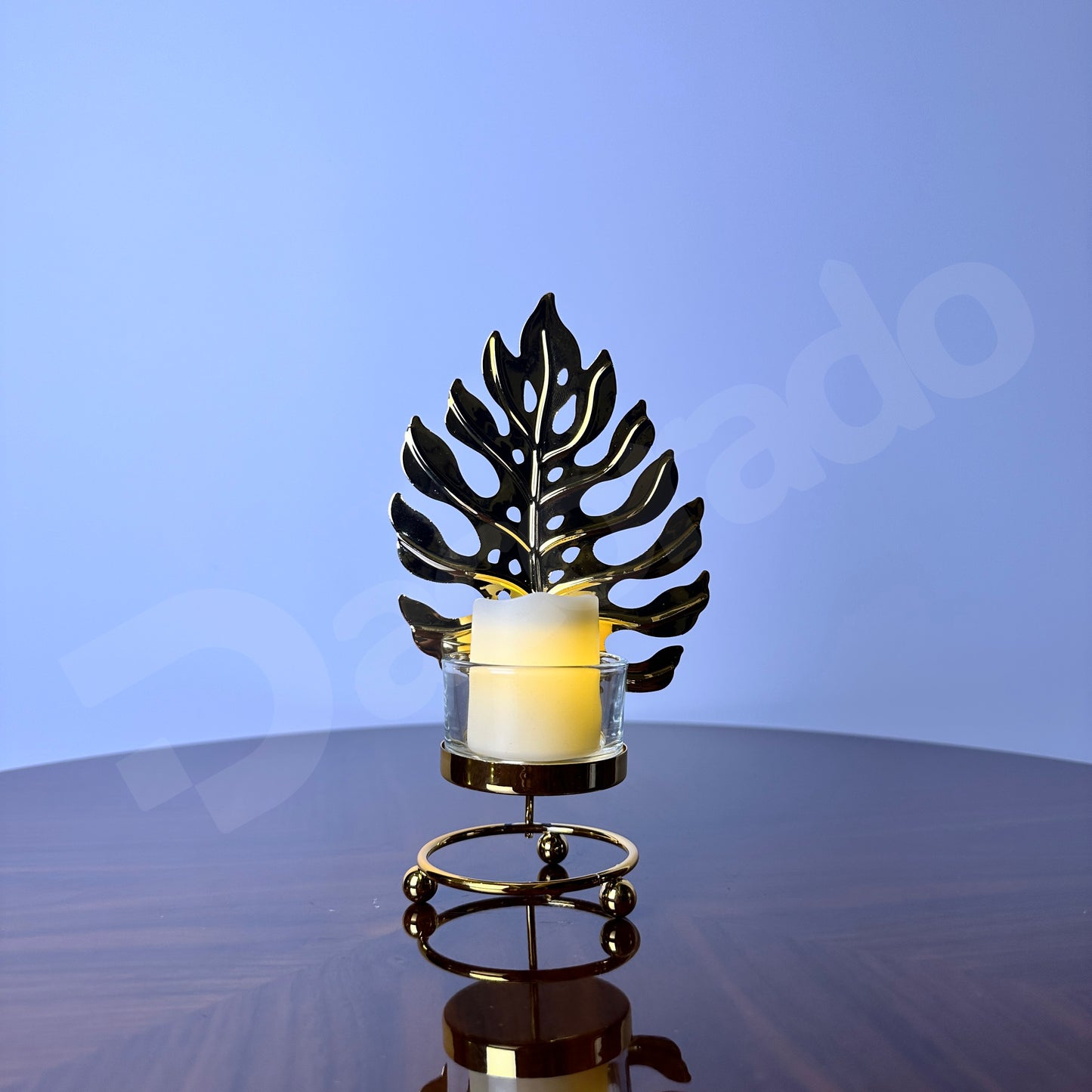 Golden Rowan Leaf Candle Holder