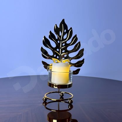 Golden Rowan Leaf Candle Holder