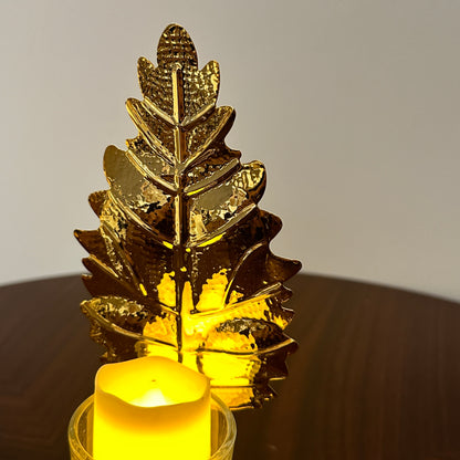 Golden Leaf Candle Holder with Candle